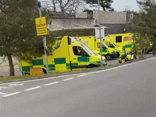 NHS ambulances waiting to offload patients