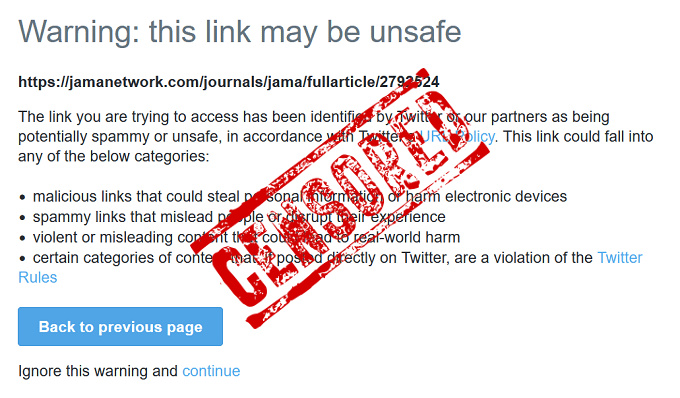The JAMA network peer reviewed study that Twitter is trying to censor